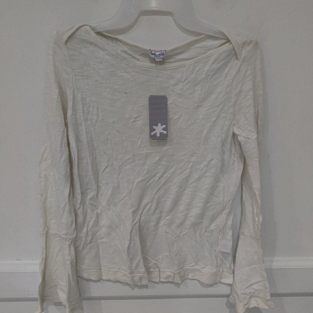 Soiled Splendid Womens Boat Neck Long Sleeve TShirt White Size Xs 90 3a017